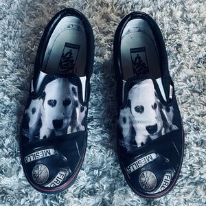 Vans Black and White Dalmatian Print Slip-Ons